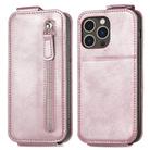 For iPhone 16 Pro Zipper Wallet Vertical Flip Leather Phone Case(Rose Gold) - 2