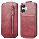 For iPhone 16 Plus Zipper Wallet Vertical Flip Leather Phone Case(Red) - 2