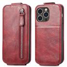 For iPhone 16 Pro Max Zipper Wallet Vertical Flip Leather Phone Case(Red) - 2