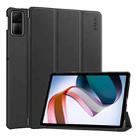 For Redmi Pad SE 11.0 ENKAY Tri-fold Custer Texture Leather Smart Tablet Case(Black) - 1