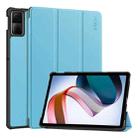 For Redmi Pad SE 11.0 ENKAY Tri-fold Custer Texture Leather Smart Tablet Case(Light Blue) - 1