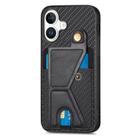 For iPhone 16 Plus Carbon Fiber Wallet Flip Card K-shaped Holder Phone Case(Black) - 2