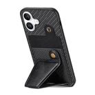 For iPhone 16 Plus Carbon Fiber Wallet Flip Card K-shaped Holder Phone Case(Black) - 3