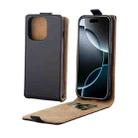 For iPhone 16 Pro Vertical Flip Leather Phone Case with Card Slot(Black) - 1