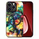 For iPhone 15 Pro Colored Drawing Leather Back Phone Case(Colorful Cloud) - 1