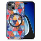 For iPhone 15 Plus Colored Drawing Leather Back Phone Case(Rhombus Mandala) - 1