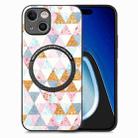 For iPhone 15 Plus Colored Drawing Leather Back Phone Case(Rhombus) - 1
