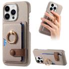 For iPhone 13 Pro Max Litchi Leather Oil Edge Ring Card Back Phone Case(Khaki) - 1