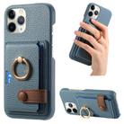 For iPhone 11 Pro Max Litchi Leather Oil Edge Ring Card Back Phone Case(Light Blue) - 1