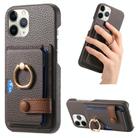 For iPhone 11 Pro Max Litchi Leather Oil Edge Ring Card Back Phone Case(Grey) - 1