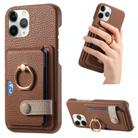 For iPhone 11 Pro Litchi Leather Oil Edge Ring Card Back Phone Case(Brown) - 1