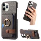 For iPhone 11 Pro Litchi Leather Oil Edge Ring Card Back Phone Case(Grey) - 1