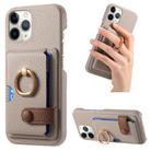For iPhone 11 Pro Litchi Leather Oil Edge Ring Card Back Phone Case(Khaki) - 1