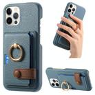 For iPhone 12 Pro Max Litchi Leather Oil Edge Ring Card Back Phone Case(Light Blue) - 1