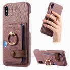 For iPhone X / XS Litchi Leather Oil Edge Ring Card Back Phone Case(Jujube Apricot) - 1