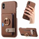 For iPhone X / XS Litchi Leather Oil Edge Ring Card Back Phone Case(Brown) - 1