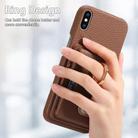 For iPhone X / XS Litchi Leather Oil Edge Ring Card Back Phone Case(Brown) - 3