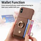 For iPhone X / XS Litchi Leather Oil Edge Ring Card Back Phone Case(Brown) - 4