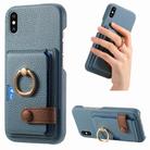 For iPhone X / XS Litchi Leather Oil Edge Ring Card Back Phone Case(Light Blue) - 1