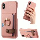 For iPhone X / XS Litchi Leather Oil Edge Ring Card Back Phone Case(Pink) - 1