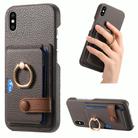 For iPhone X / XS Litchi Leather Oil Edge Ring Card Back Phone Case(Grey) - 1