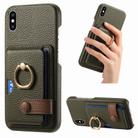 For iPhone X / XS Litchi Leather Oil Edge Ring Card Back Phone Case(Green) - 1