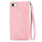 For iPhone 16e Embossed Flower Zipper Leather Phone Case(Pink) - 3