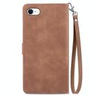 For iPhone 16e Embossed Flower Zipper Leather Phone Case(Brown) - 3