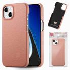 For iPhone 15 Litchi Oil Edge Leather Back Phone Case(Pink) - 1