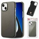 For iPhone 15 Litchi Oil Edge Leather Back Phone Case(Grey) - 1