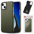 For iPhone 15 Litchi Oil Edge Leather Back Phone Case(Green) - 1