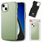 For iPhone 15 Plus Litchi Oil Edge Leather Back Phone Case(Tea Green) - 1