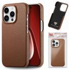 For iPhone 15 Pro Litchi Oil Edge Leather Back Phone Case(Brown) - 1