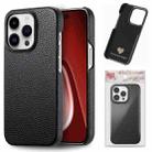 For iPhone 15 Pro Litchi Oil Edge Leather Back Phone Case(Black) - 1