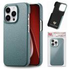 For iPhone 15 Pro Litchi Oil Edge Leather Back Phone Case(Light Blue) - 1