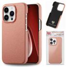 For iPhone 15 Pro Litchi Oil Edge Leather Back Phone Case(Pink) - 1