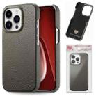 For iPhone 15 Pro Litchi Oil Edge Leather Back Phone Case(Grey) - 1