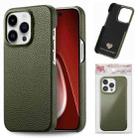 For iPhone 15 Pro Litchi Oil Edge Leather Back Phone Case(Green) - 1