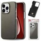 For iPhone 15 Pro Max Litchi Oil Edge Leather Back Phone Case(Grey) - 1