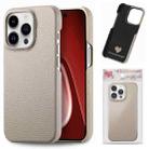 For iPhone 15 Pro Max Litchi Oil Edge Leather Back Phone Case(Khaki) - 1