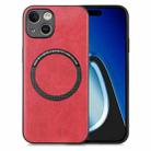 For iPhone 15 Solid Color Leather Skin Back Phone Case(Red) - 1