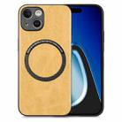 For iPhone 15 Solid Color Leather Skin Back Phone Case(Yellow) - 1