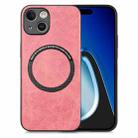 For iPhone 15 Solid Color Leather Skin Back Phone Case(Pink) - 1