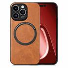 For iPhone 15 Pro Solid Color Leather Skin Back Phone Case(Brown) - 1