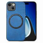 For iPhone 15 Plus Solid Color Leather Skin Back Phone Case(Blue) - 1