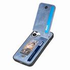 For iPhone 16 Plus Carbon Fiber Vertical Flip Zipper Phone Case(Blue) - 3