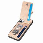 For iPhone 16 Plus Carbon Fiber Vertical Flip Zipper Phone Case(Khaki) - 3