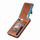 For iPhone 16 Plus Carbon Fiber Vertical Flip Zipper Phone Case(Brown) - 3