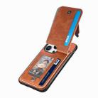 For iPhone 16 Pro Carbon Fiber Vertical Flip Zipper Phone Case(Brown) - 3