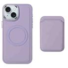 For iPhone 15 Pro Imitation Liquid Skin Feel Plating Magsafe Card Bag Phone Case(Purple) - 1